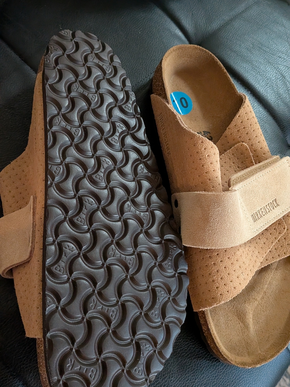 New With Tags  Birkenstock Kyoto Suede Slide Sandal in Beige Sz 10 - Picture 6 of 7